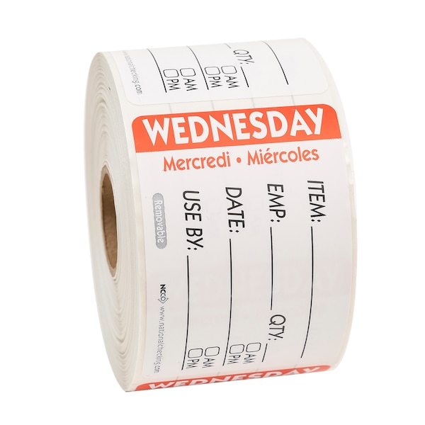 National Checking 2X3 Trilingual Item-Date-Use By Wednesday Red, PK500 RIDU2303R - main